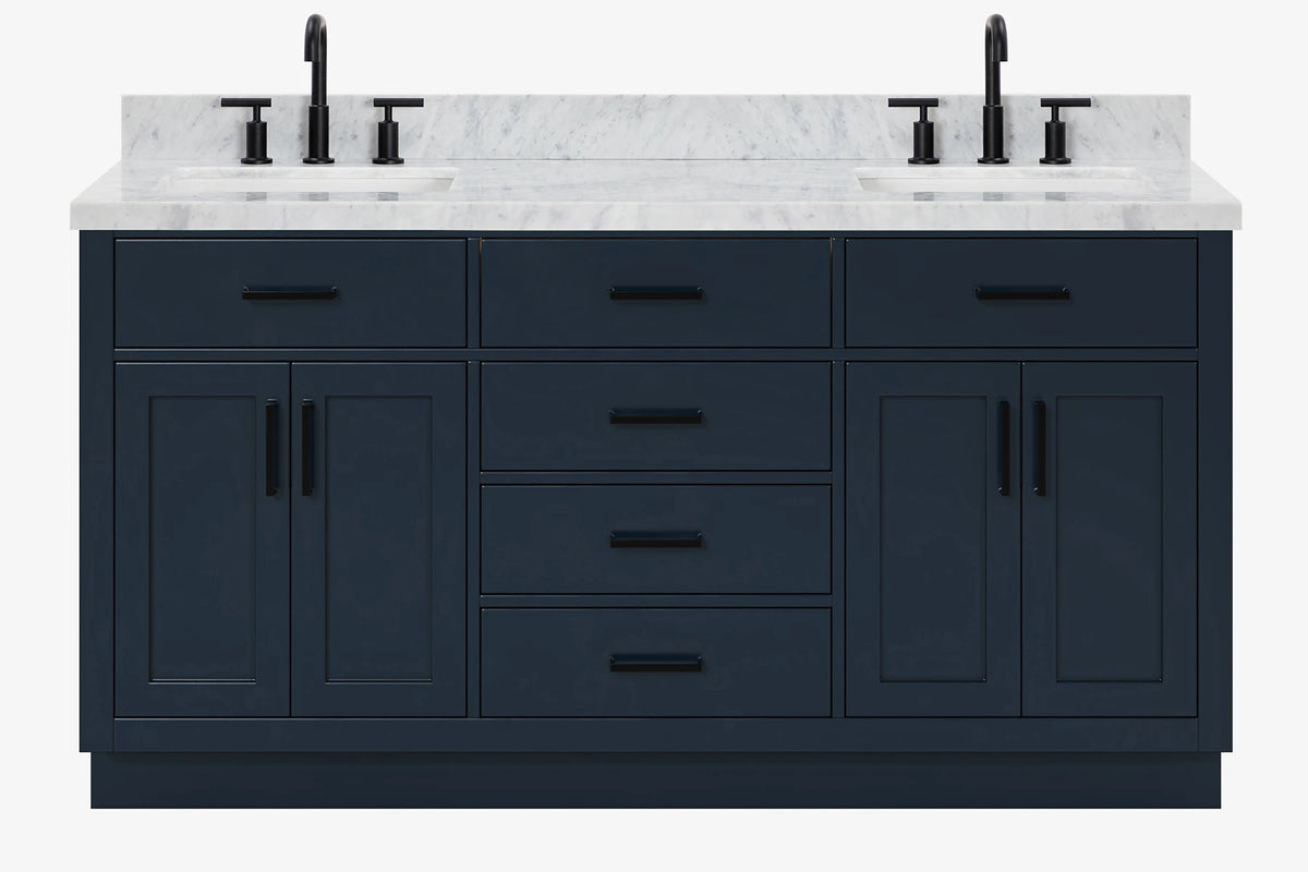 Ariel hepburn 66-67 inch double rectangle sink bathroom vanity with countertop 0.75-1.5 edge