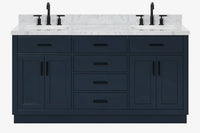 Ariel hepburn 66-67 inch double rectangle sink bathroom vanity with countertop 0.75-1.5 edge