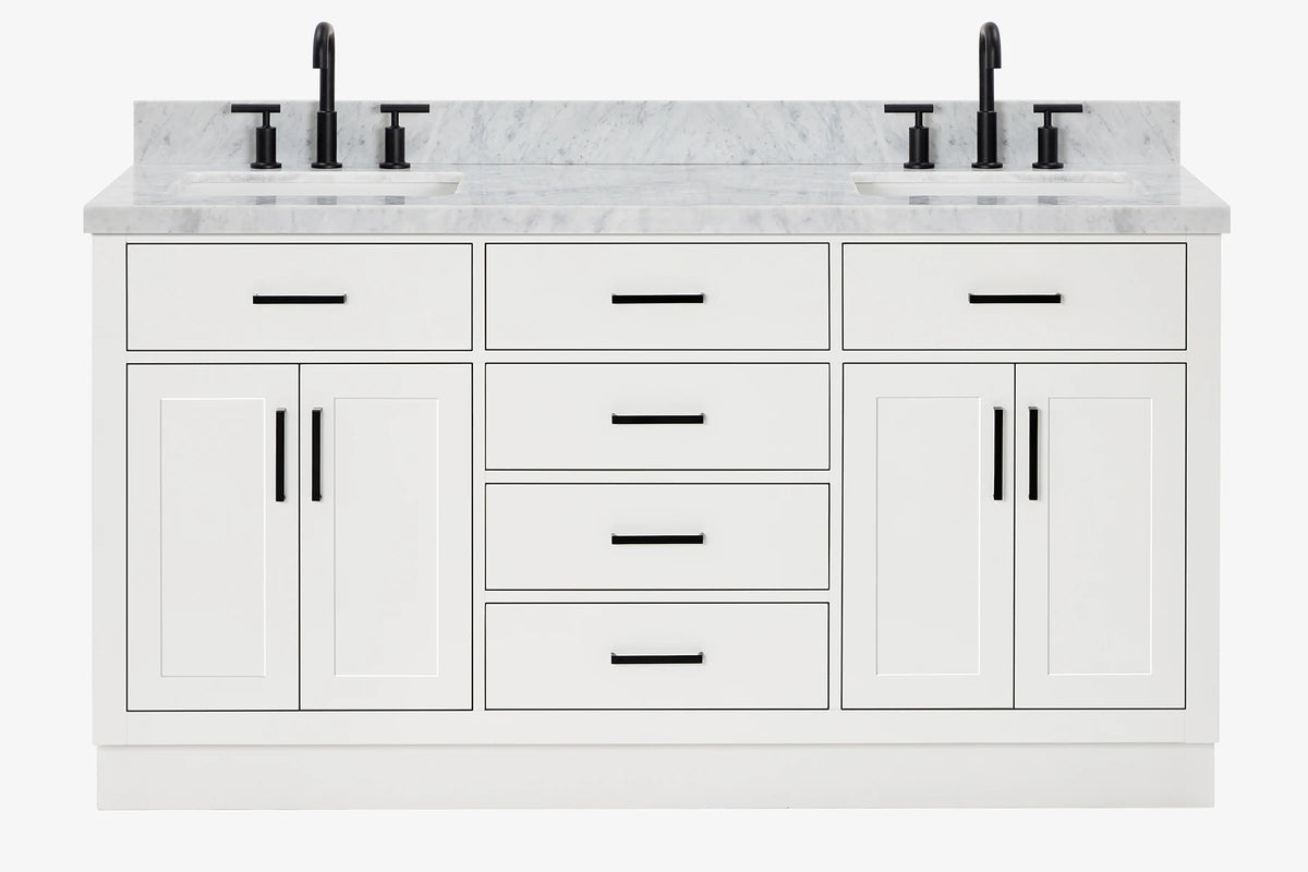 Ariel hepburn 66-67 inch double rectangle sink bathroom vanity with countertop 0.75-1.5 edge