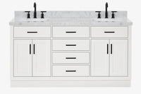 Ariel hepburn 66-67 inch double rectangle sink bathroom vanity with countertop 0.75-1.5 edge