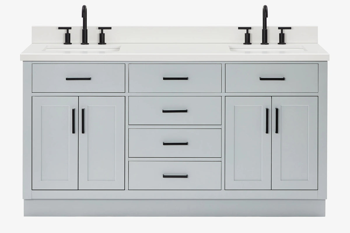 Ariel hepburn 66-67 inch double rectangle sink bathroom vanity with countertop 0.75-1.5 edge