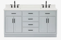 Ariel hepburn 66-67 inch double rectangle sink bathroom vanity with countertop 0.75-1.5 edge