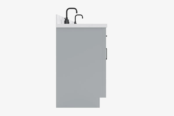 Ariel hepburn 72 in. double rectangle sink bathroom vanity with carrara white quartz countertop 1.5 edge in grey
