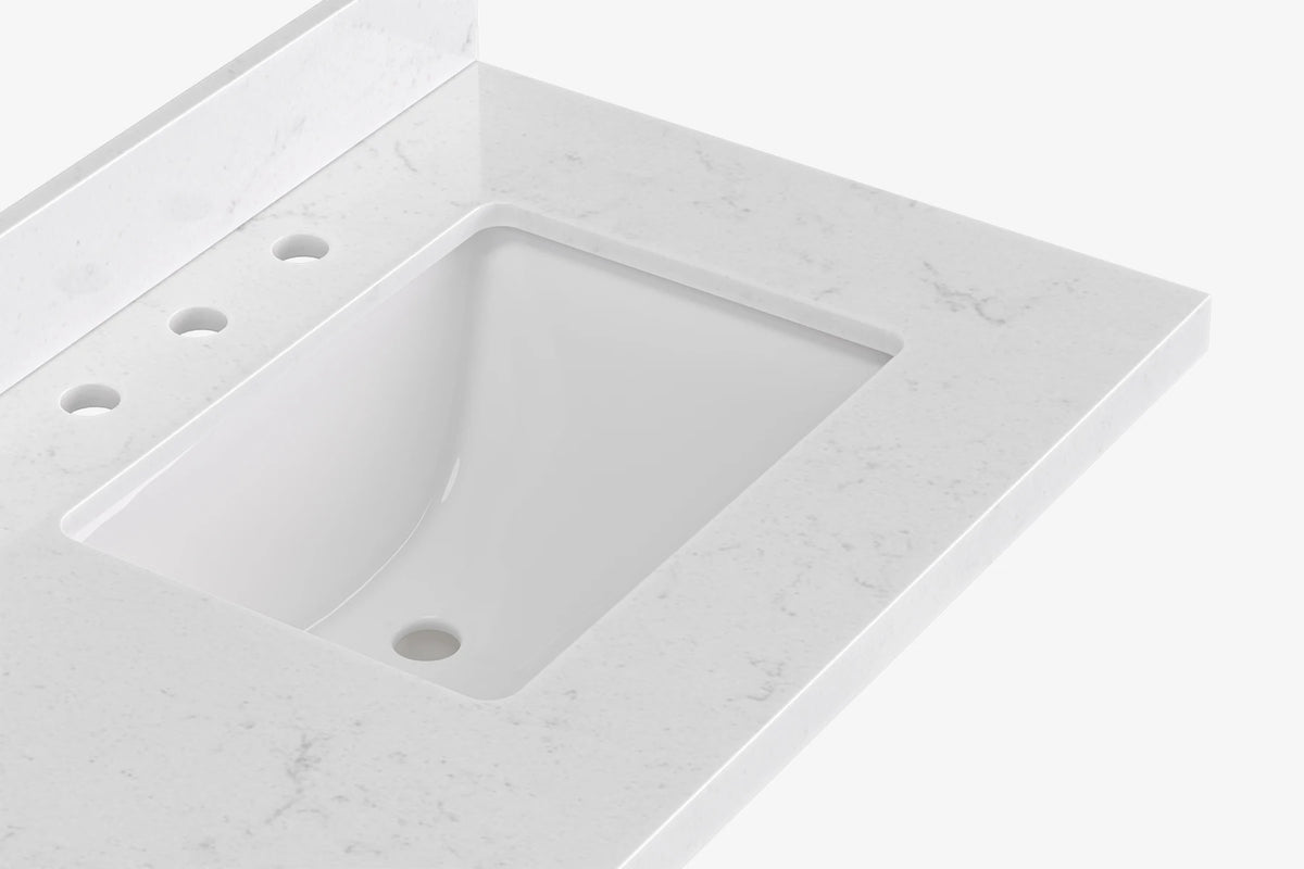 Ariel hepburn 72 in. double rectangle sink bathroom vanity with carrara white quartz countertop 1.5 edge in grey