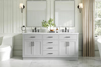Ariel hepburn 72 in. double rectangle sink bathroom vanity with carrara white quartz countertop 1.5 edge in grey