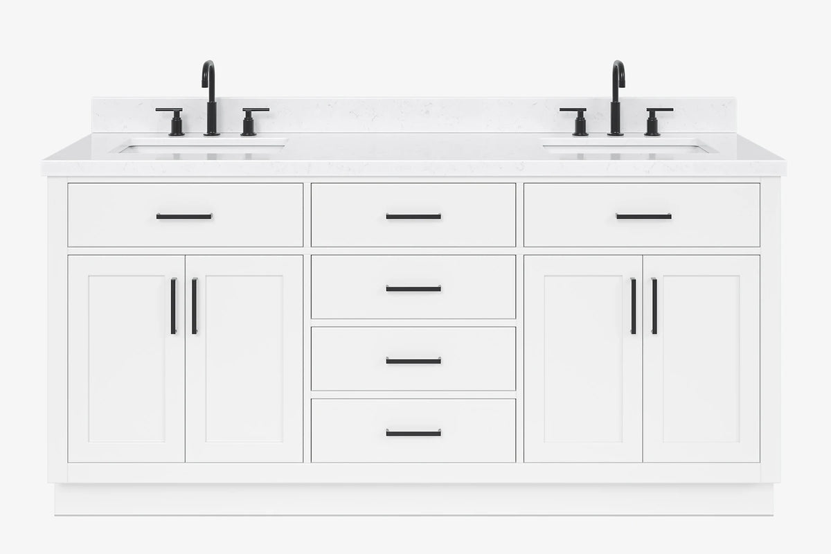 Ariel hepburn  71-73 in. double rectangle sink vanity with 0.75-1.5 in countertop