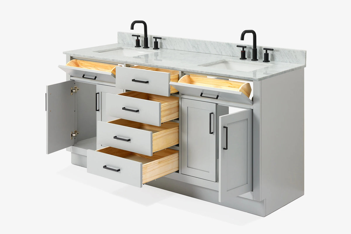 Ariel hepburn  71-73 in. double rectangle sink vanity with 0.75-1.5 in countertop