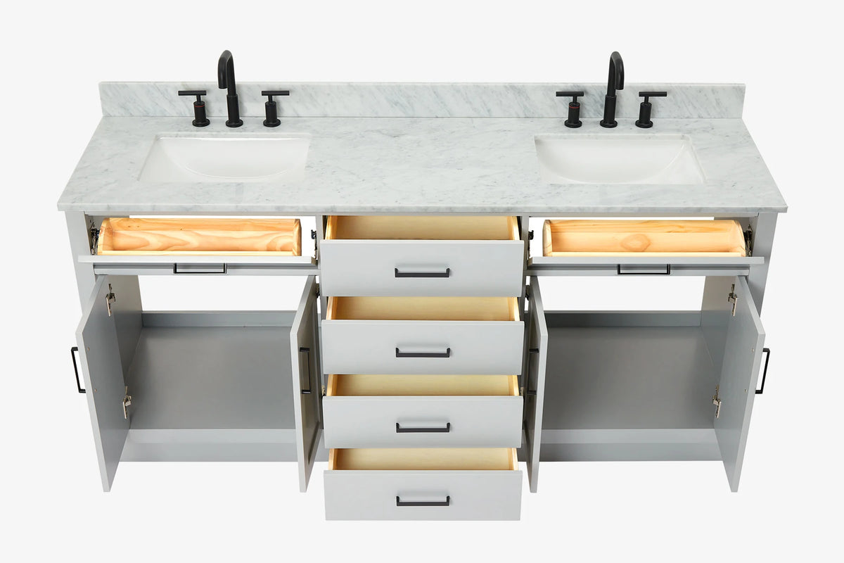 Ariel hepburn  71-73 in. double rectangle sink vanity with 0.75-1.5 in countertop