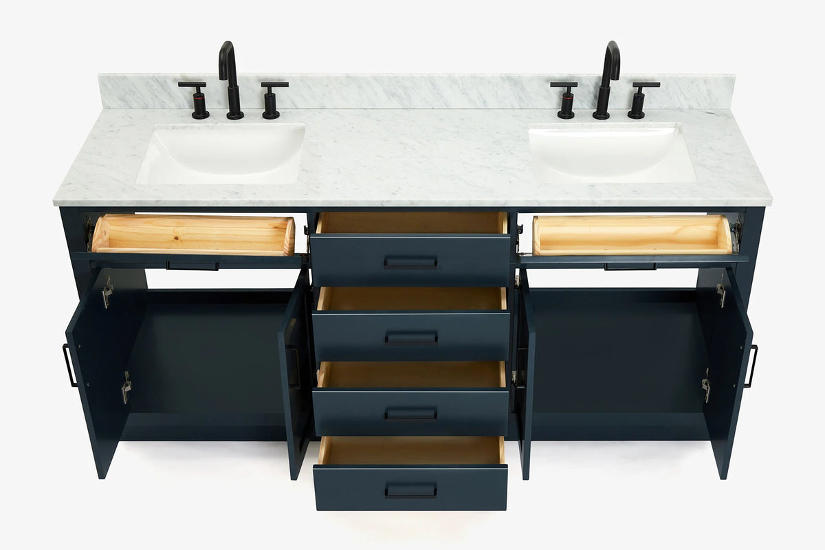 Ariel hepburn  71-73 in. double rectangle sink vanity with 0.75-1.5 in countertop