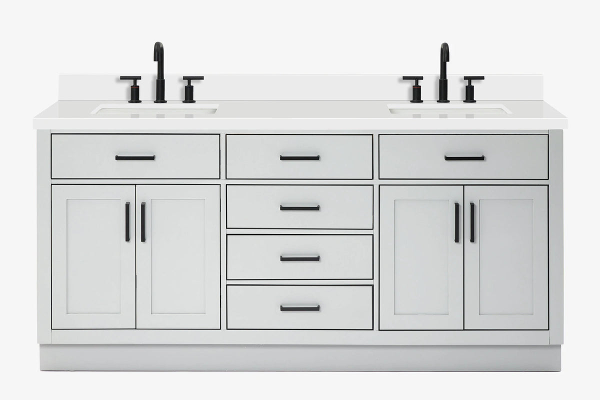 Ariel hepburn  71-73 in. double rectangle sink vanity with 0.75-1.5 in countertop