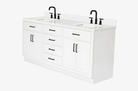 Ariel hepburn 73 in. double rectangle sink vanity with white quartz countertop in white