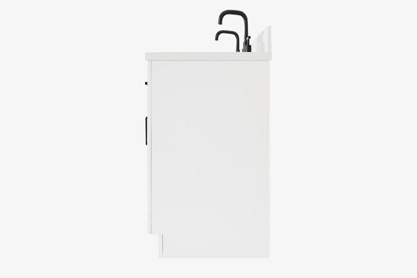 Ariel hepburn 73 in. double rectangle sink vanity with white quartz countertop in white
