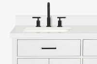 Ariel hepburn 73 in. double rectangle sink vanity with white quartz countertop in white