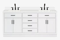 Ariel hepburn 73 in. double rectangle sink vanity with white quartz countertop in white