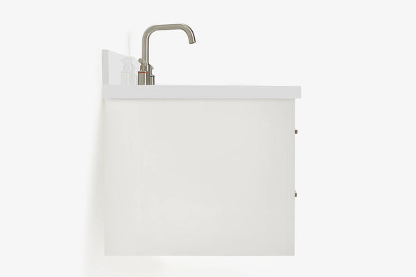 Ariel hutton 36 in.rectangle sink floating wall vanity with white quartz countertop in white
