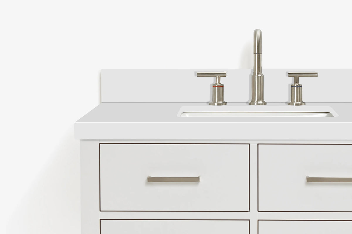 Ariel hutton 36 in.rectangle sink floating wall vanity with white quartz countertop in white