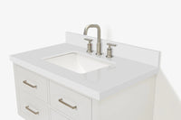 Ariel hutton 36 in.rectangle sink floating wall vanity with white quartz countertop in white