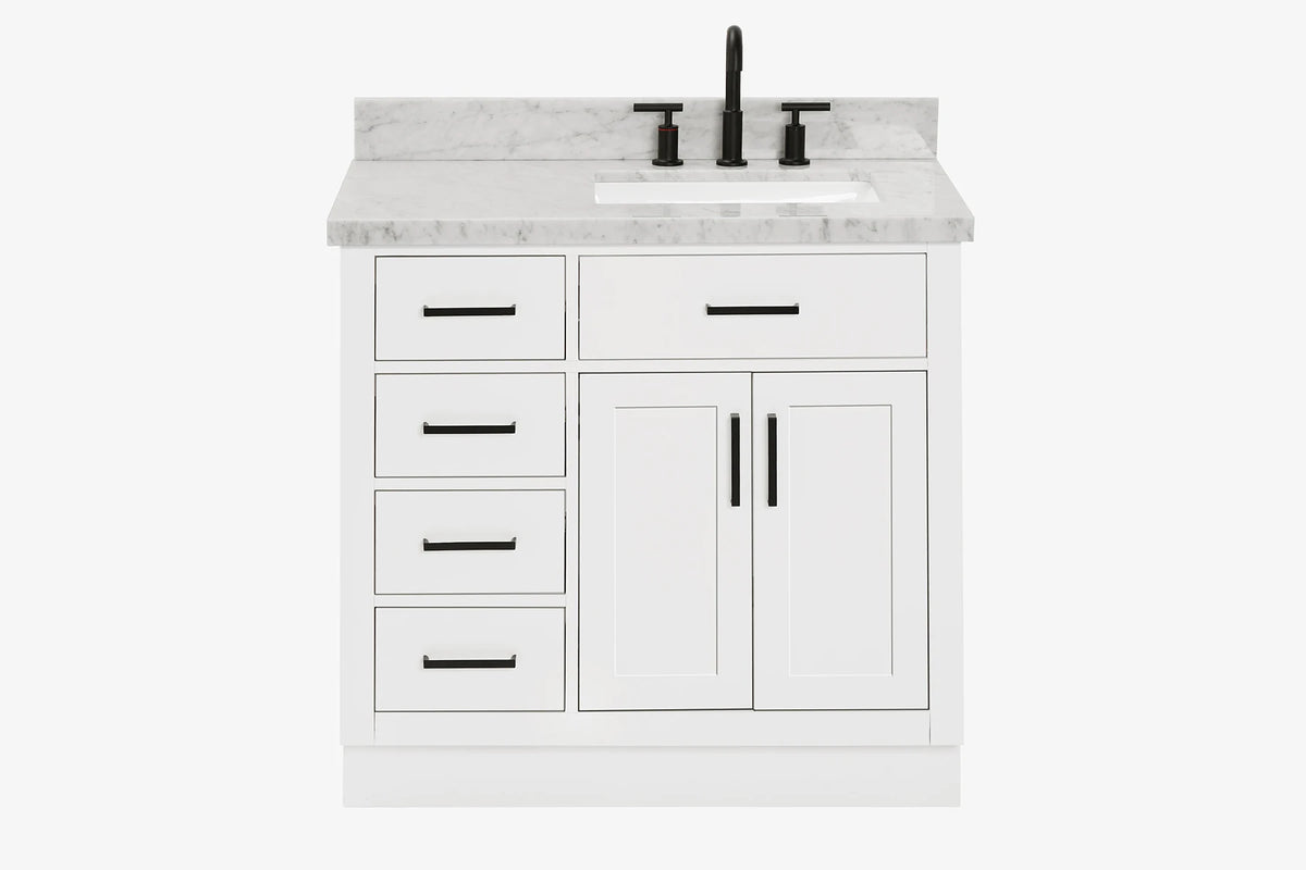 Ariel hepburn 36-37 in. right offset rectangle sink vanity with 0.75-1.5 in. with countertop