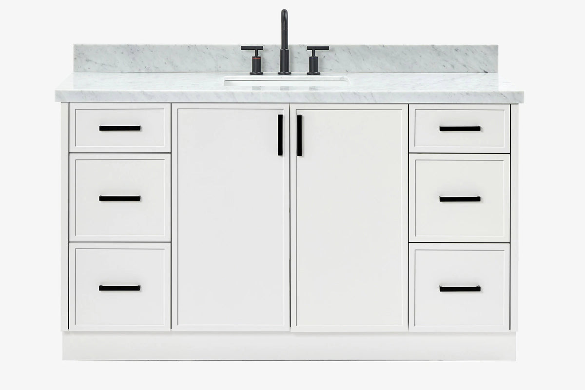 Ariel kelly 61 inch single rectangle sink bathroom vanity with marble countertop 1.5 inch edge