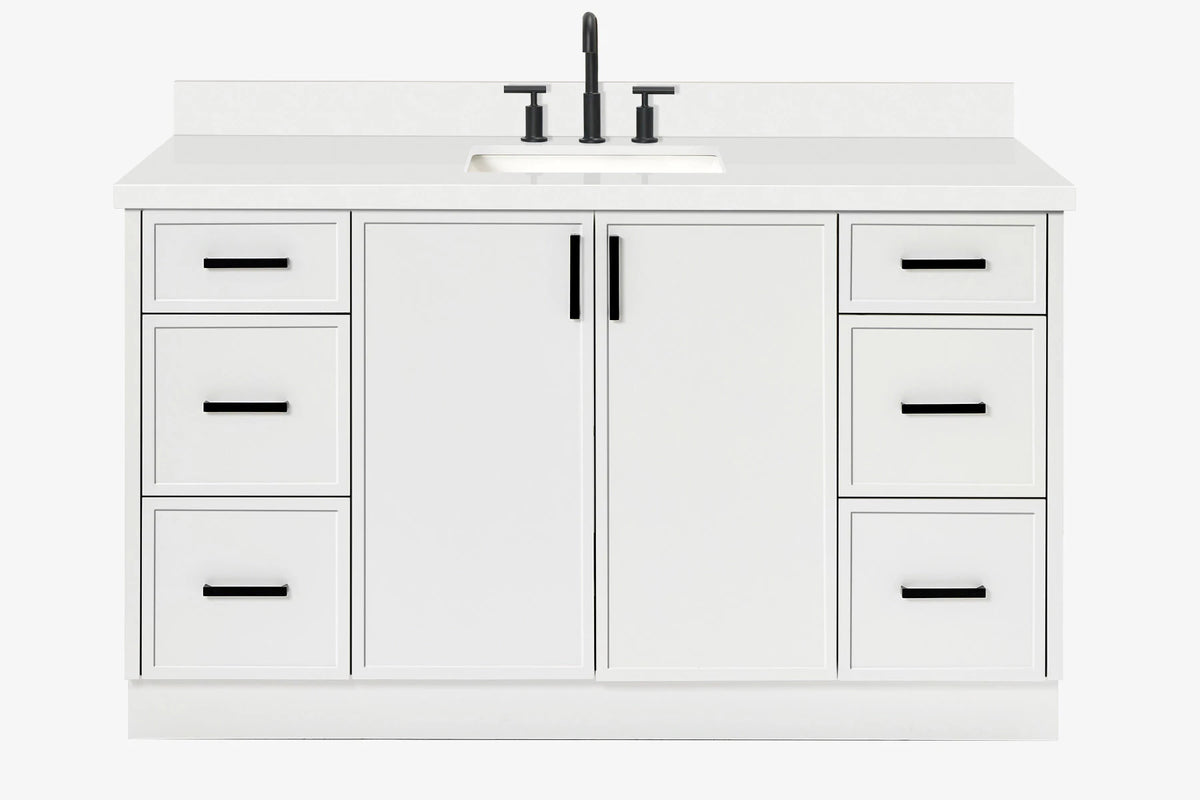 Ariel kelly 61 inch single rectangle sink bathroom vanity with marble countertop 1.5 inch edge