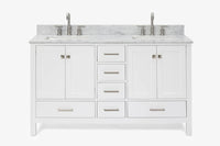 Ariel cambridge( 60 in , 61 in )  double rectangle sink vanity with Marble (0.75 in, 1.5 in, 2 in) countertop