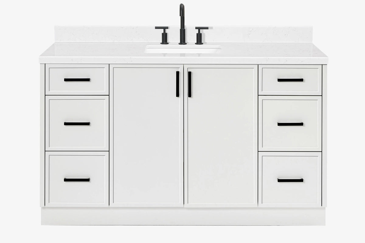 Ariel kelly 61 inch single rectangle sink bathroom vanity with marble countertop 1.5 inch edge