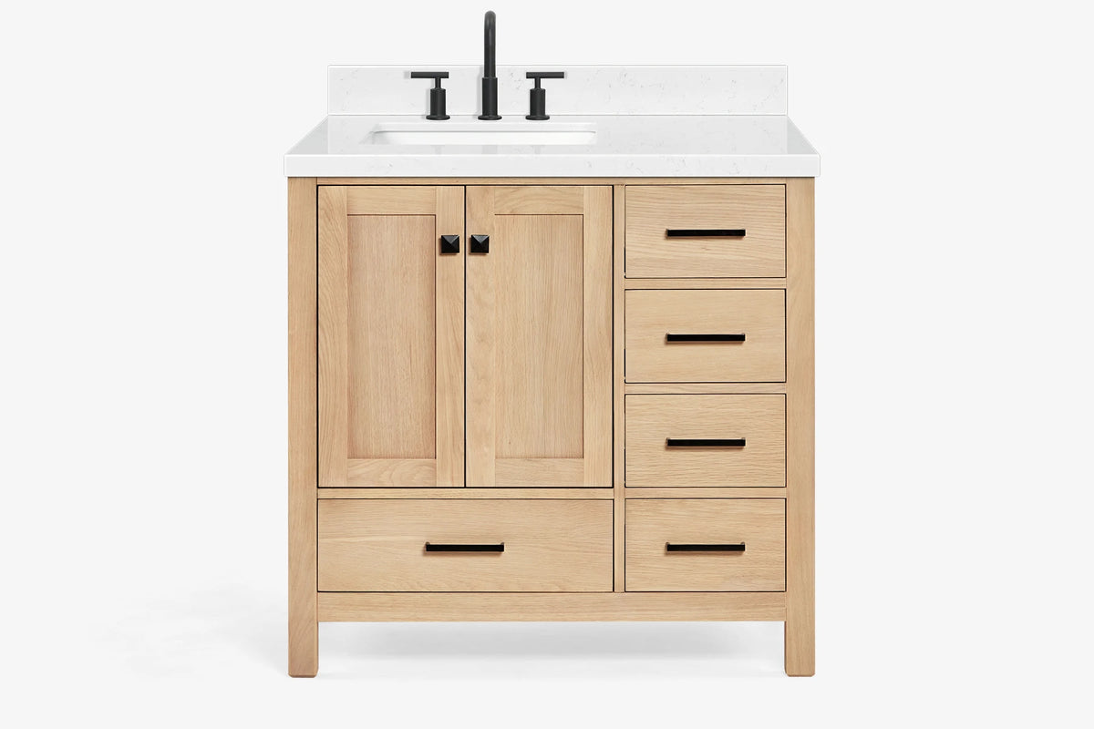 Ariel cambridge 36-37 in. left offset rectangle single sink vanity with (0.75,1.5,2) in countertop