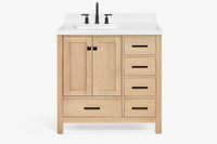 Ariel cambridge 36-37 in. left offset rectangle single sink vanity with (0.75,1.5,2) in countertop