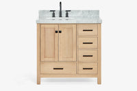Ariel cambridge 36-37 in. left offset oval single sink vanity with (0.75,1.5,2) in countertop