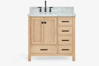 Ariel cambridge 36-37 in. left offset rectangle single sink vanity with (0.75,1.5,2) in countertop