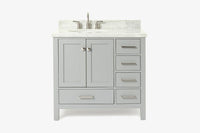 Ariel cambridge 36-37 in. left offset oval single sink vanity with (0.75,1.5,2) in countertop