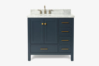 Ariel cambridge 36-37 in. left offset oval single sink vanity with (0.75,1.5,2) in countertop