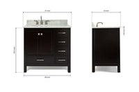 Ariel cambridge 36-37 in. left offset oval single sink vanity with (0.75,1.5,2) in countertop