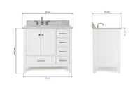 Ariel cambridge 36-37 in. left offset oval single sink vanity with (0.75,1.5,2) in countertop