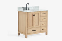 Ariel cambridge 36-37 in. left offset oval single sink vanity with (0.75,1.5,2) in countertop