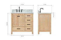 Ariel cambridge 36-37 in. left offset oval single sink vanity with (0.75,1.5,2) in countertop