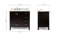 Ariel cambridge 36-37 in. left offset rectangle single sink vanity with (0.75,1.5,2) in countertop