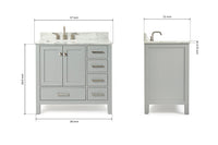 Ariel cambridge 36-37 in. left offset rectangle single sink vanity with (0.75,1.5,2) in countertop