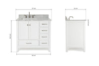 Ariel cambridge 36-37 in. left offset rectangle single sink vanity with (0.75,1.5,2) in countertop