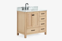Ariel cambridge 36-37 in. left offset rectangle single sink vanity with (0.75,1.5,2) in countertop