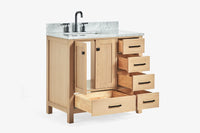 Ariel cambridge 36-37 in. left offset rectangle single sink vanity with (0.75,1.5,2) in countertop