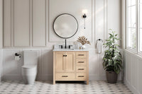 Ariel cambridge 36-37 in. left offset rectangle single sink vanity with (0.75,1.5,2) in countertop