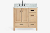 Ariel cambridge 36-37 in. left offset rectangle single sink vanity with (0.75,1.5,2) in countertop