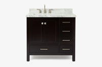 Ariel cambridge 36-37 in. left offset rectangle single sink vanity with (0.75,1.5,2) in countertop