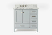 Ariel cambridge 36-37 in. left offset rectangle single sink vanity with (0.75,1.5,2) in countertop