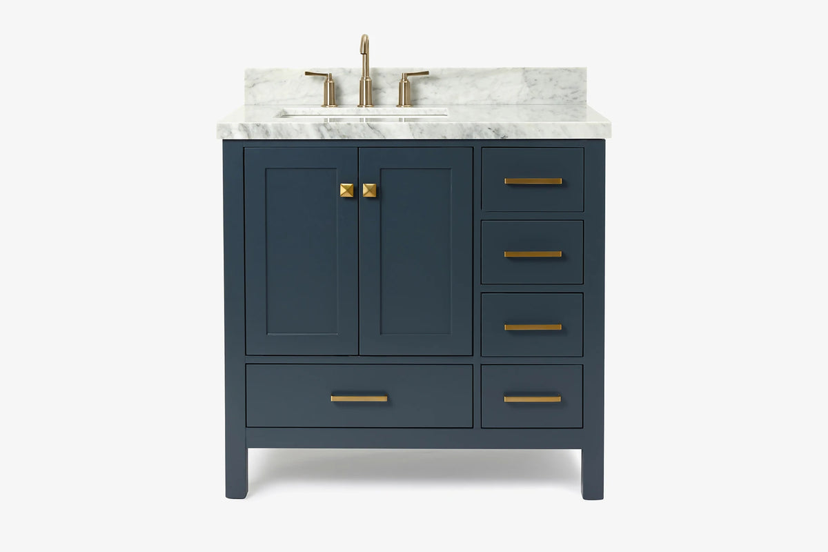 Ariel cambridge 36-37 in. left offset rectangle single sink vanity with (0.75,1.5,2) in countertop