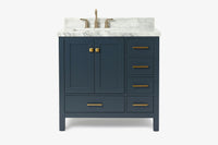Ariel cambridge 36-37 in. left offset rectangle single sink vanity with (0.75,1.5,2) in countertop