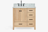 Ariel cambridge 36-37 in. left offset rectangle single sink vanity with (0.75,1.5,2) in countertop