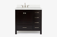 Ariel cambridge 36-37 in. left offset oval single sink vanity with (0.75,1.5,2) in countertop