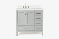 Ariel cambridge 36-37 in. left offset oval single sink vanity with (0.75,1.5,2) in countertop